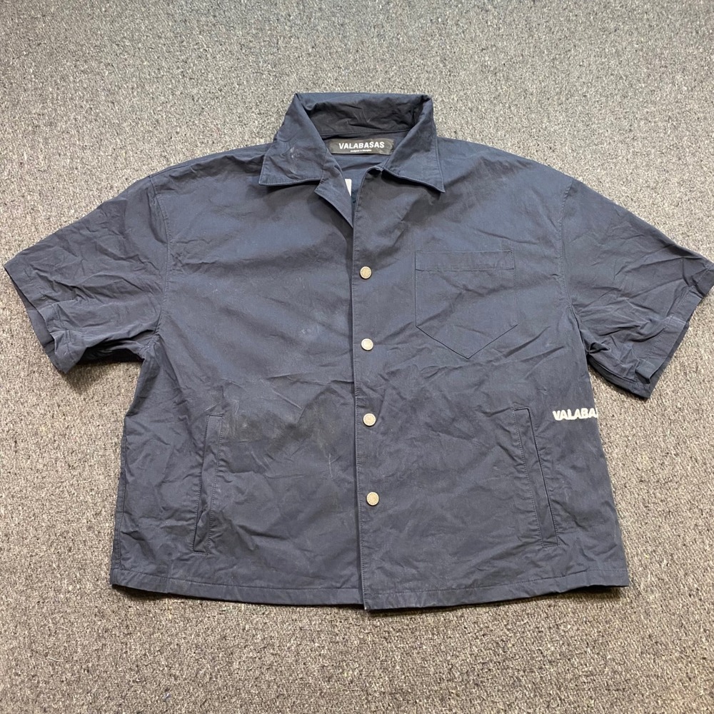 Valabasas Broken Hearts Shirt Sz L Mens Navy Streetwear Graphic Button Up Skater